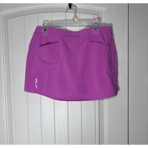 RLX Ralph Lauren Womens L Golf Skort Pink Stretch Pockets Built In Shorts Active